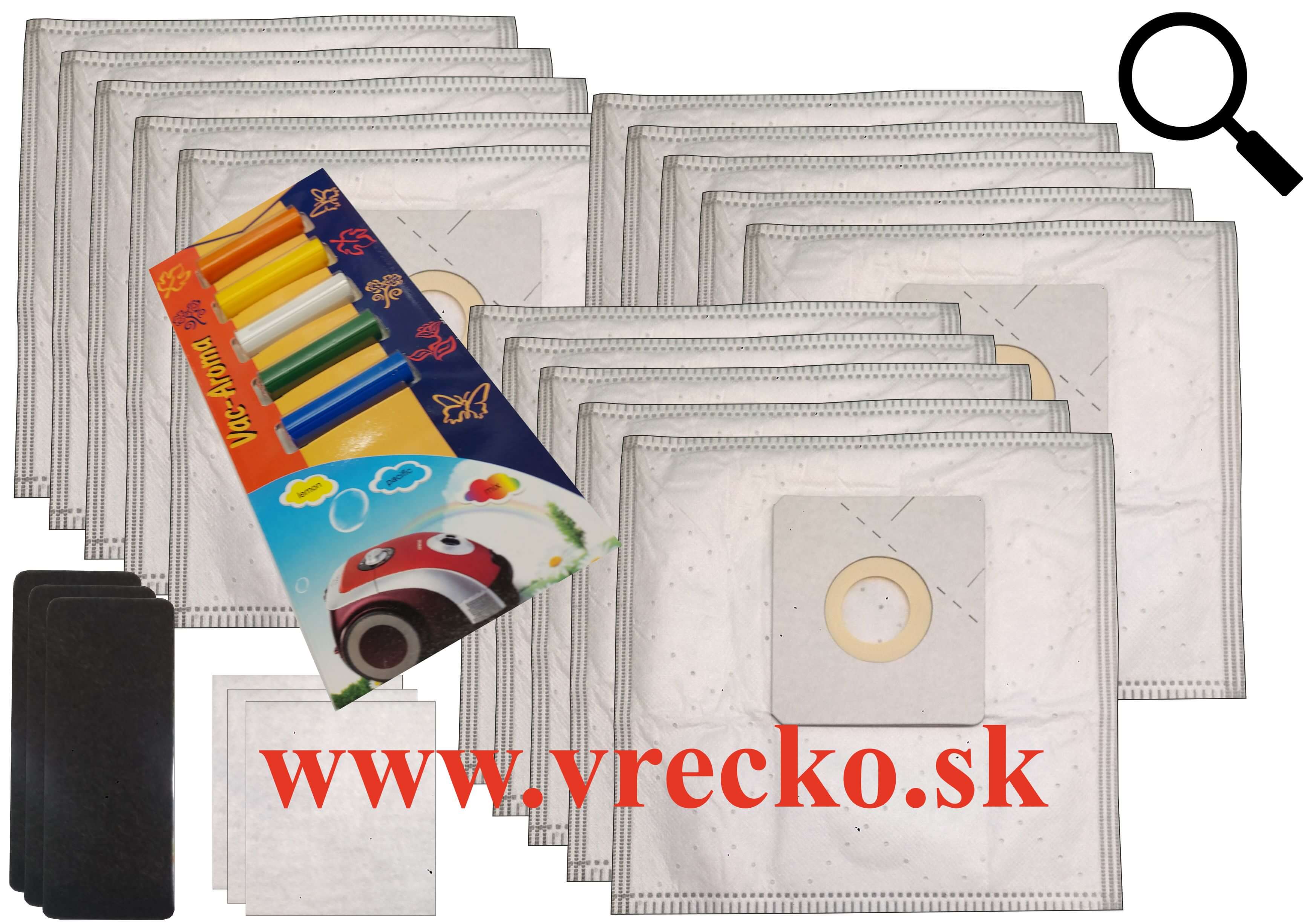 Sencor SVC 530 WH - zvýhodnené balenie typ M - textilných vreciek do vysávača + 5 ks rôznych vôní do vysávačov v cene 3,99 ZDARMA (celkovo vreciek 15 ks)