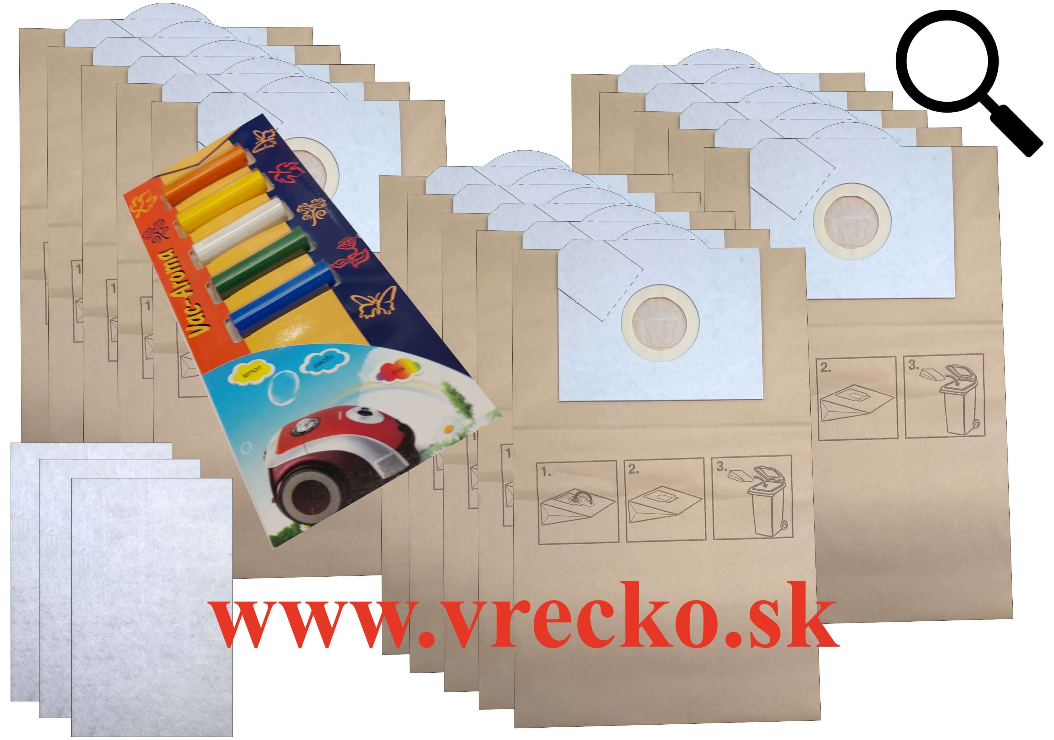 Rowenta Ambia RS 170 - zvhodnen balenie typ C - papierovch vreciek do vysvaa + 5 ks rznych vn do vysvaov v cene 3,99 ZDARMA (celkovo vreciek 15 ks)