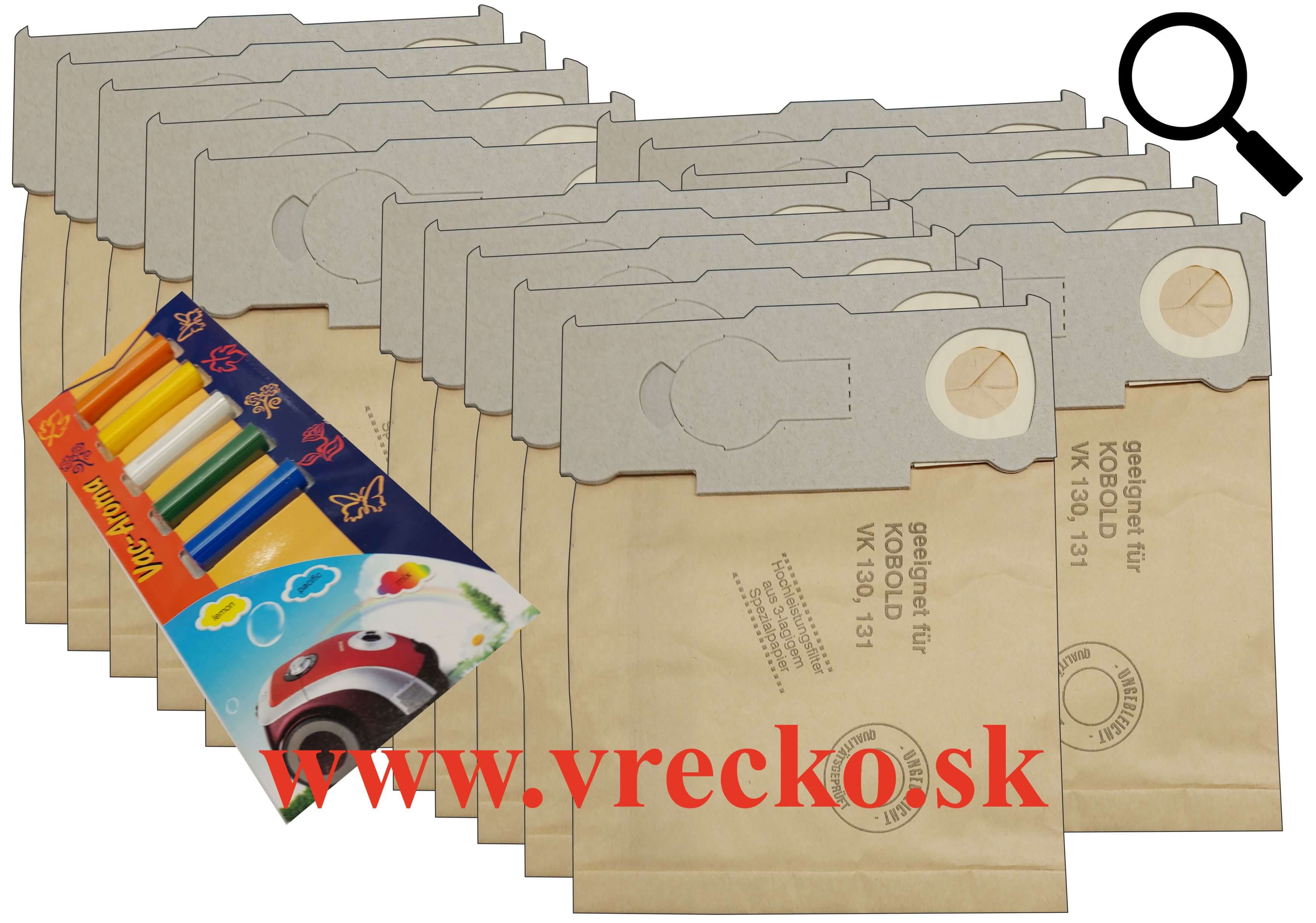 Vorwerk Folleto VK 132 - XL zvýhodnené balenie papierových vreciek do vysávača + 5 ks vôní do vysávačov MIX ZDARMA za cenu 3,99 (celkovo vreciek 15 ks)